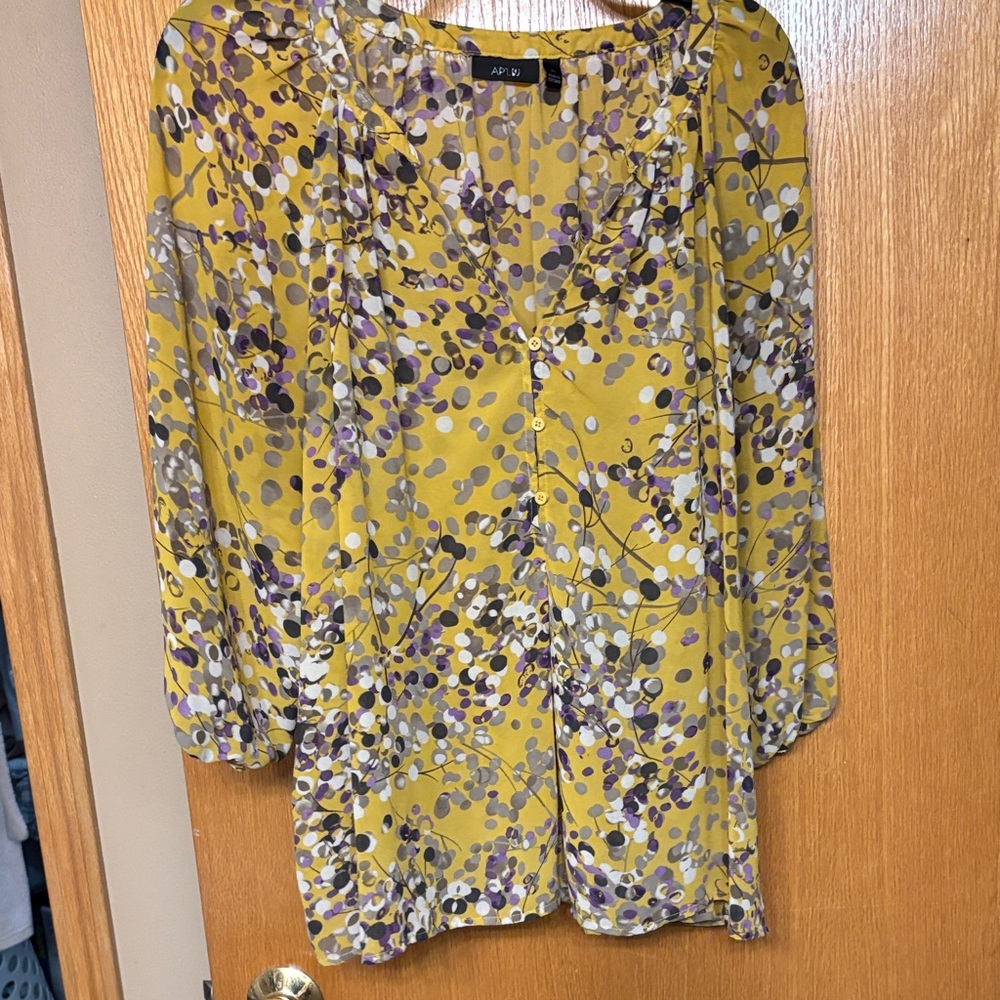 5 for $25 Apt. 9 Yellow and Purple Floral Blouse
